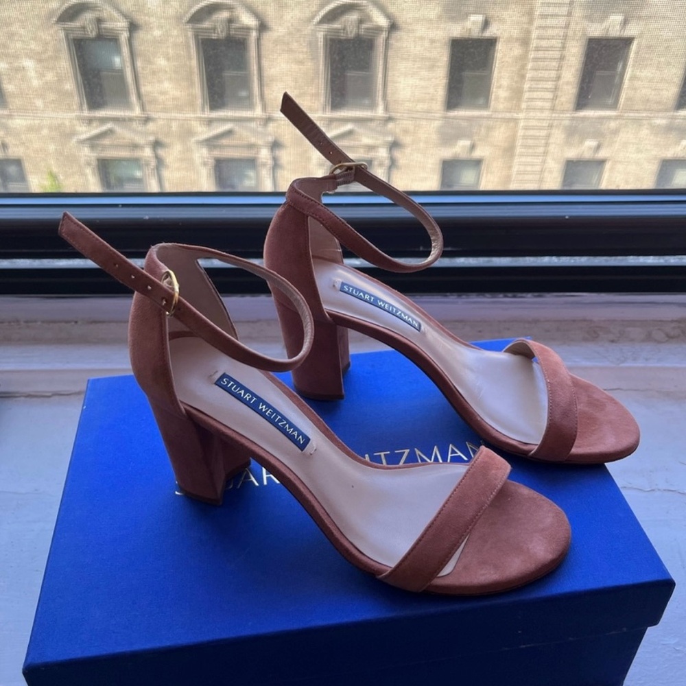 Stuart Weitzman Nude Block Heel Sandal